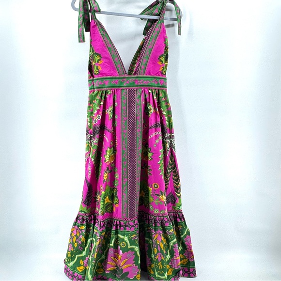 NWT FARM Rio Ana Tapestry Pink Midi Dress Sz xs tropical button up cottagecore - Picture 11 of 16